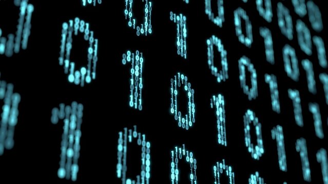 Binary Numbers Inside Binary Code 3D illustration can be used in quantum computing visuals, cybersecurity backgrounds, algorithmic data systems, and software programming concepts