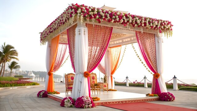 indian wedding decoration with mandap