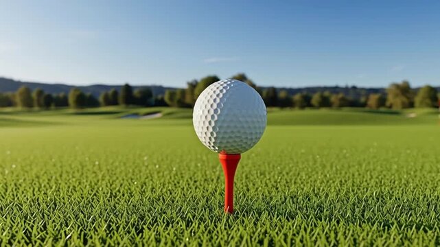 Golf ball on a tee, ready for a perfect drive, symbolizing leisure and precision. - Powered by Adobe
