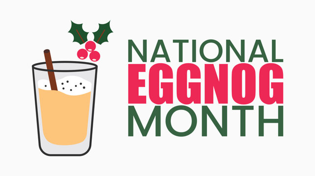 National Eggnog Month Holiday Drink Illustration design templet