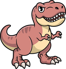 Cartoon T. rex dinosaur, winking eye, sharp teeth, playful pose, reddish body, vector illustration, digital artwork, prehistoric animal theme