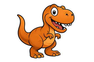 Obraz premium Cute orange dinosaur character, a happy tyrannosaurus rex, standing and smiling, featuring a transparent background