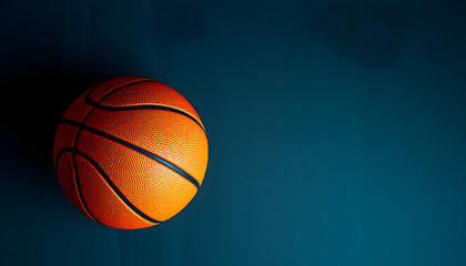 Basketball ball on dark concrete wall texture background. Background for product display, banner, or mockup, retro style. White tone