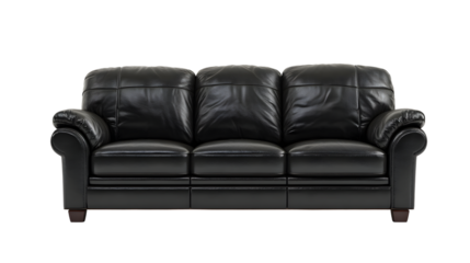 Stylish black leather sofa for modern living