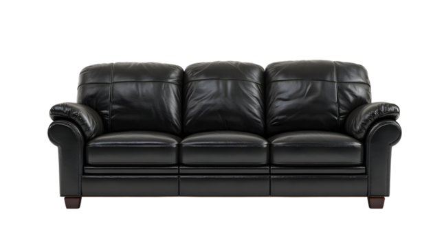 Stylish black leather sofa for modern living