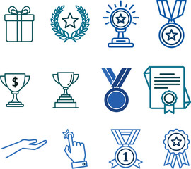 Illustration of Prizes Awards and Achievements for Business and Personal Success
