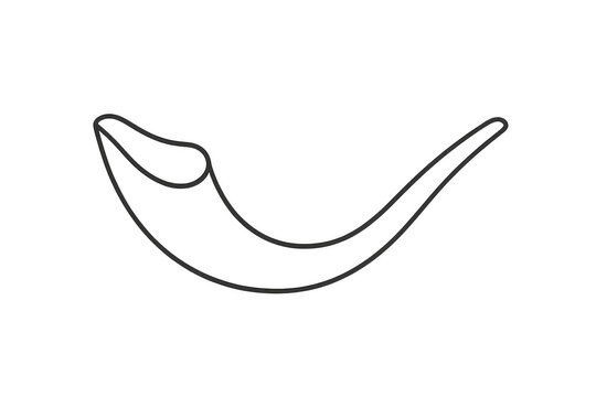 Shofar outline drawing representing jewish tradition, spirituality, and rosh hashanah holiday symbol on transparent background