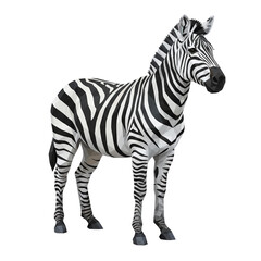 Low poly zebra standing on transparent background