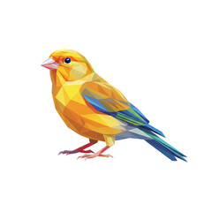 Fototapeta premium Low poly yellow bird standing isolated