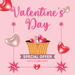 Valentine's day concept vector illustration social media post, poster. Cute love sale banners or greeting cards