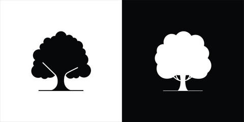 Minimalist tree icon design showcasing a natural element in contrasting black and white visual styles