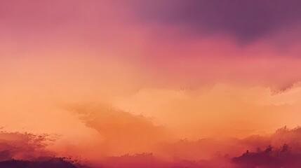 Fototapeta premium Serene Sunset Over Misty Mountains with Shades of Purple, Pink, and Orange Creating a Dreamy Atmosphere