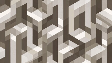 Obraz premium Abstract Geometric Pattern of Interlocking 3D Shapes in Earthy Tones and Soft Textures for Modern Design Projects