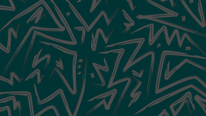 Abstract Dark Teal Zigzag Pattern Wallpaper: Dynamic Hand-Drawn Geometric Brush Strokes in Charcoal Gray for Modern Digital Backgrounds and Textile Design