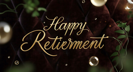 Elegant Happy Retirement Greeting with Decorative Elements and Dark Background