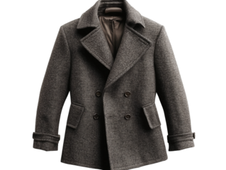  Men's Classic Wool Blend Peacoat or Reefer Jacket Isolated PNG