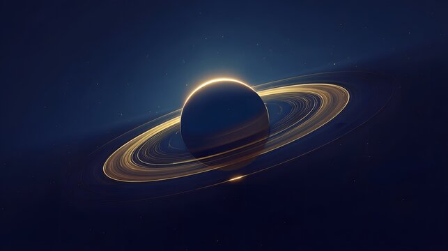 Spectacular celestial event saturn's rings illuminated outer space astronomy image digital art