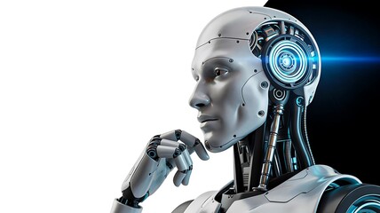 Futuristic humanoid robot thinking concept representing artificial intelligence and technology innovation
