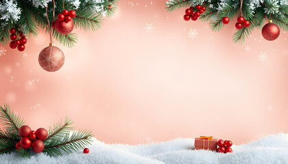 Christmas holiday background or template for a greeting card or banner with copy space for a text. White tone