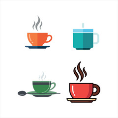 Graphic set of isolated black cow horn and mustache silhouette vector icons