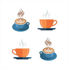 Graphic set of isolated black cow horn and mustache silhouette vector icons