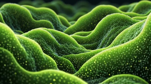Stunning close-up of vibrant green algae showcasing intricate textures and patterns in natural habitat