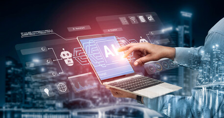 AI assistant and chatbot connection with digital circuit lines, representing data analysis, automation, and machine learning systems Parse