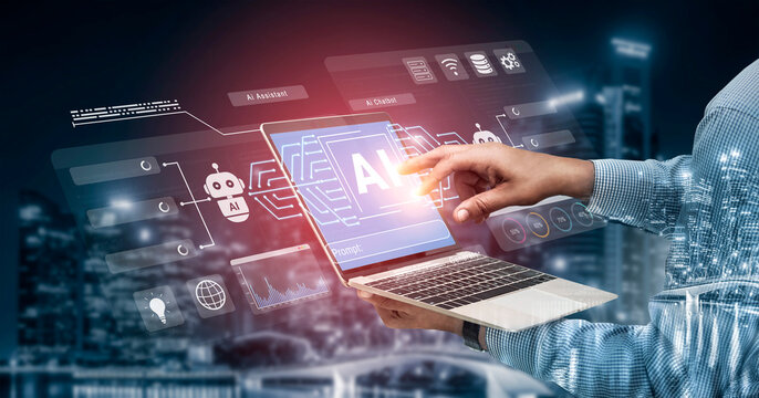 AI assistant and chatbot connection with digital circuit lines, representing data analysis, automation, and machine learning systems Parse