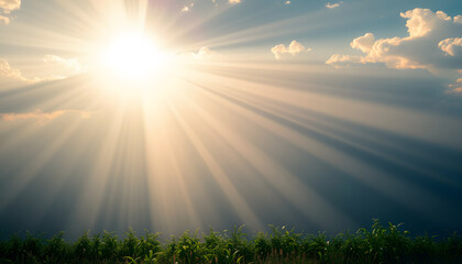 Sunbeams, abstract background, dinamic scene. White tone