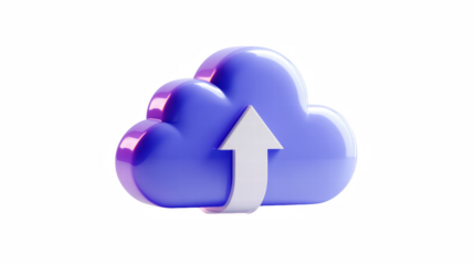 Blue glass cloud icon - 3d cloud icon isolated on white. 3d rendering icon, mail, pictogram, cloud, symbol, upload, weather