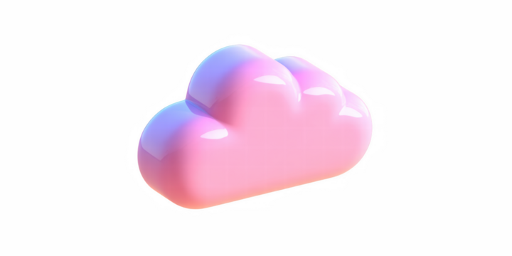 Blue glass cloud icon - 3d cloud icon isolated on white. 3d rendering icon, symbol, cloud, upload, mail, weather, pictogram