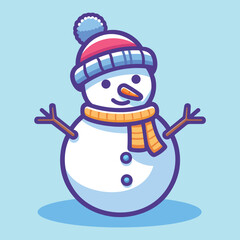 Cute Snowman Vector  Winter Holiday Cartoon Illustration