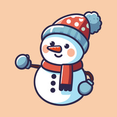 Cute Snowman Vector  Winter Holiday Cartoon Illustration