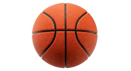 A closeup, detailed view of a textured orange basketball isolated on a pure white background background image