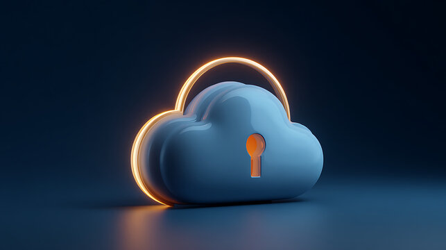 Secure cloud data storage concept with glowing keyhole, illustrating data privacy, cybersecurity, and digital protection in the modern world