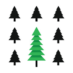 Obraz premium Central green Christmas tree with surrounding black trees