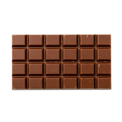 Obraz premium Full rectangle milk chocolate bar with individual squares, isolated sweet treat dessert isolated on transparent background