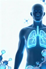 Human Body with Lungs and Molecules Illustration for Health Science