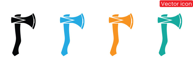 Axe Icon Vector. Simple flat symbol. Illustration pictogram,Colorful axe icon set perfect for outdoors and camping themes,Ax Set Wood work tool Design,
