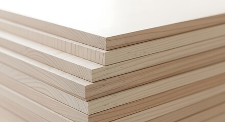 Stack of plywood sheets showcasing wood grain and texture.