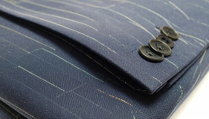 Pinstripe suit sleeve with three dark buttons detail
