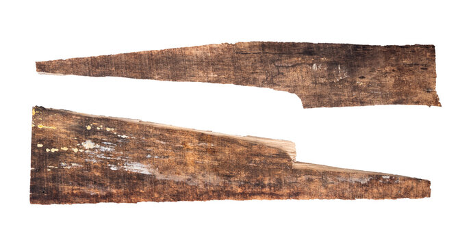 old rotten wooden board with a white background