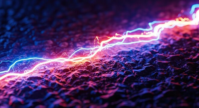 Feel the electrifying energy with dynamic lightning bolts across the textured surface, perfect for power, technology, and futuristic designs - Powered by Adobe