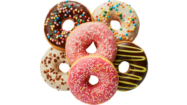 Delicious donuts with sprinkles, perfect for bakery ads or desserts