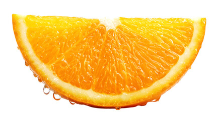 A juicy orange slice, perfect for a refreshing snack  on white background.