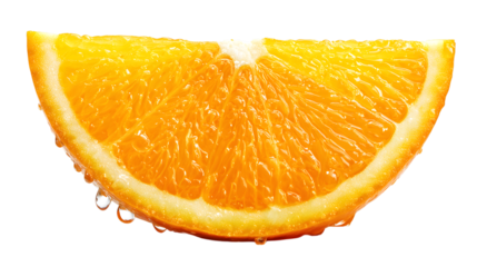 A juicy orange slice, perfect for a refreshing snack  on white background.