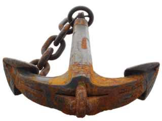 Old rusty anchor isolated on transparent background, nautical and marine theme