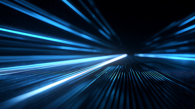 Dynamic abstract lines streaming forward in blue neon light, a modern, futuristic, and energetic background for tech, innovation, or high-speed concepts