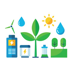 Green Energy and Nature Icons Assortment renewable