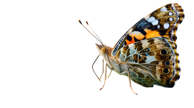 Painted lady butterfly isolated on transparent background, a symbol of transformation